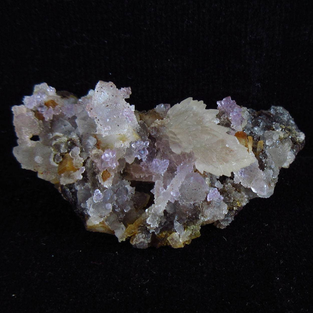 Calcite With Amethyst & Adularia