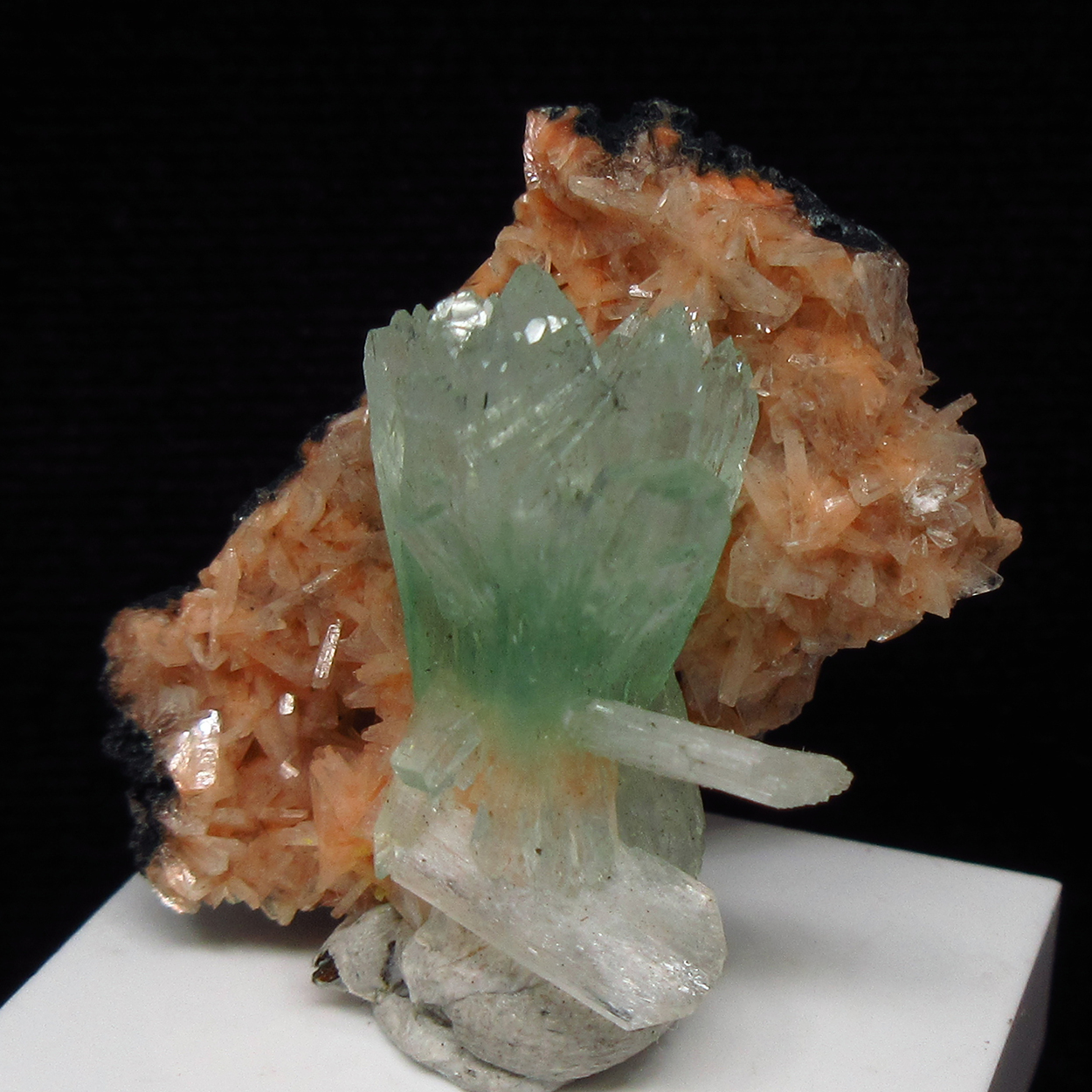 Apophyllite With Stilbite On Heulandite