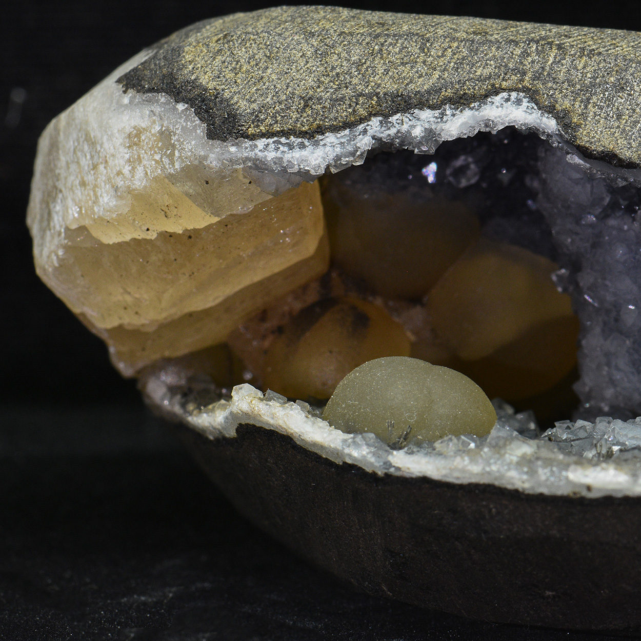 Fluorite & Calcite On Quartz