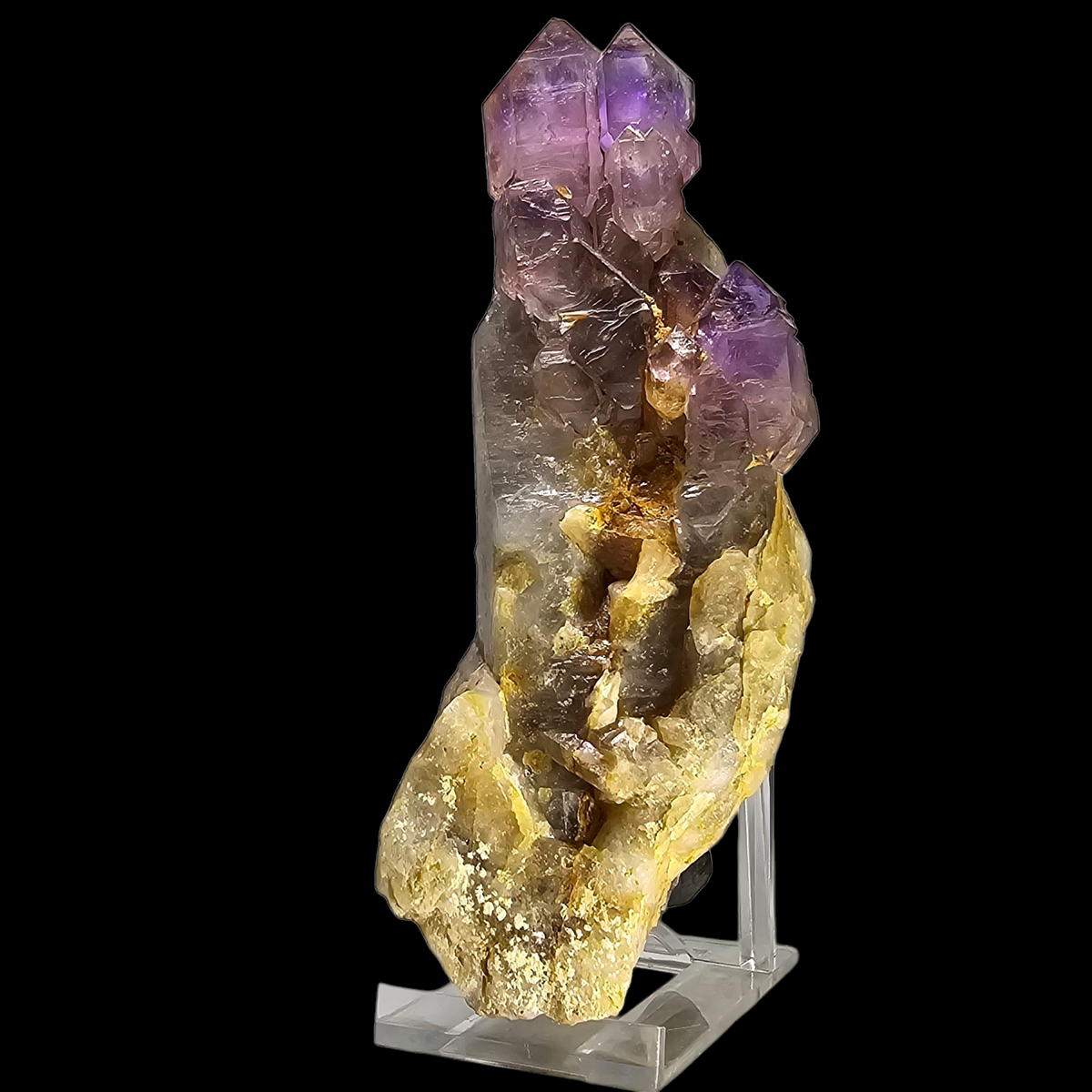 Amethyst On Smoky Quartz