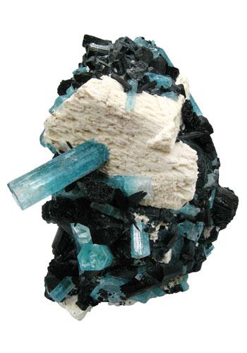 Aquamarine K Feldspar & Schorl