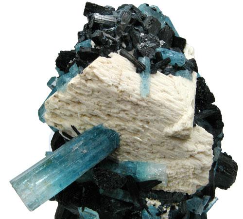 Aquamarine K Feldspar & Schorl