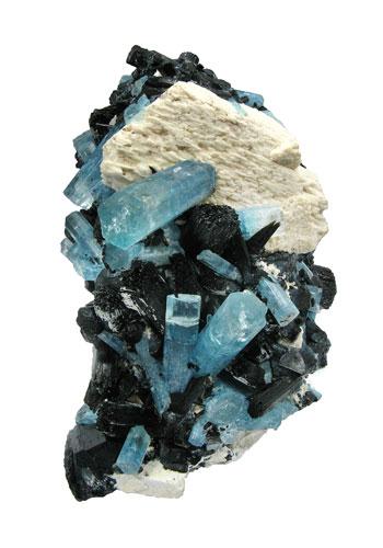 Aquamarine K Feldspar & Schorl