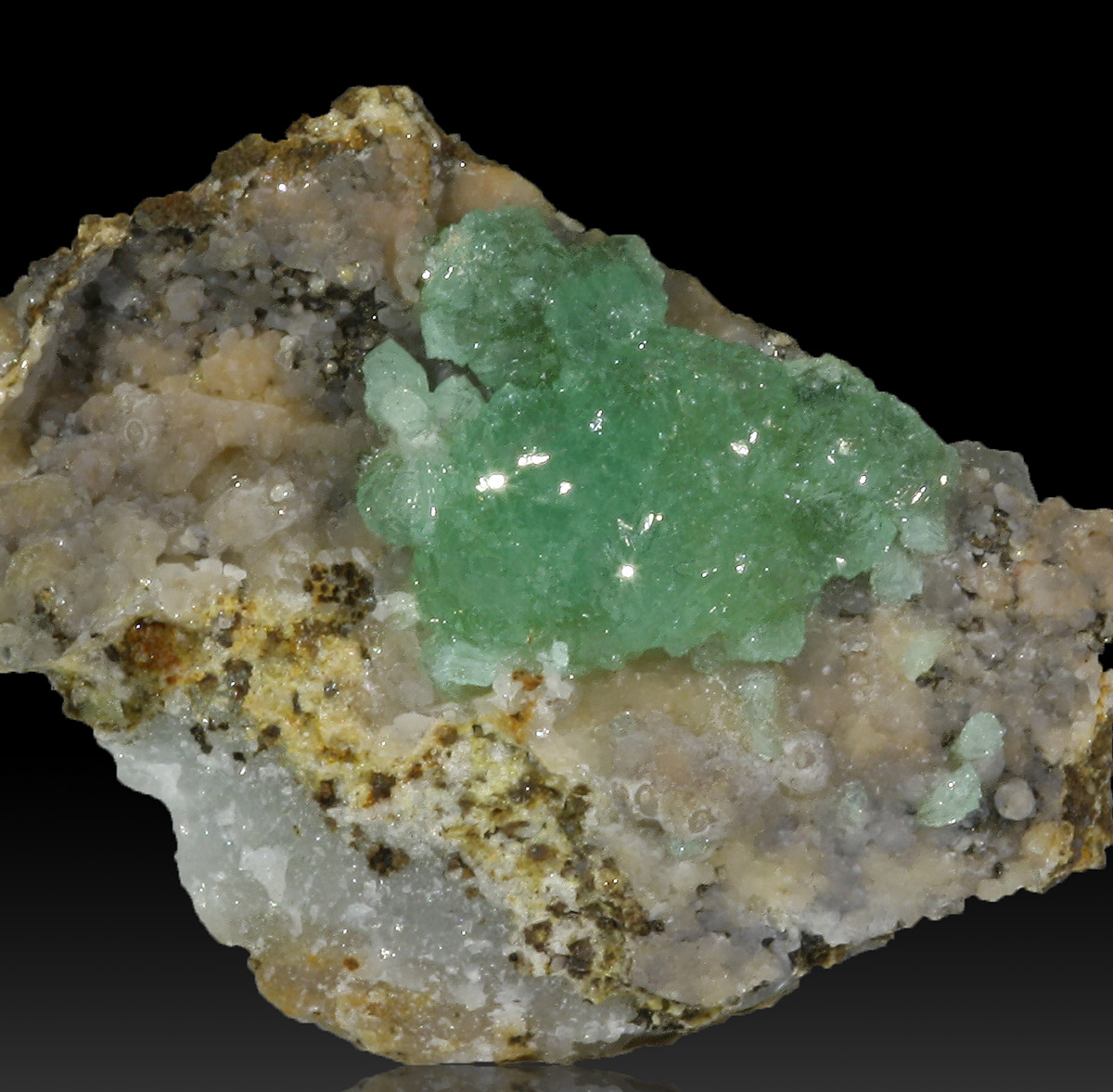 Cuprian Adamite On Smithsonite