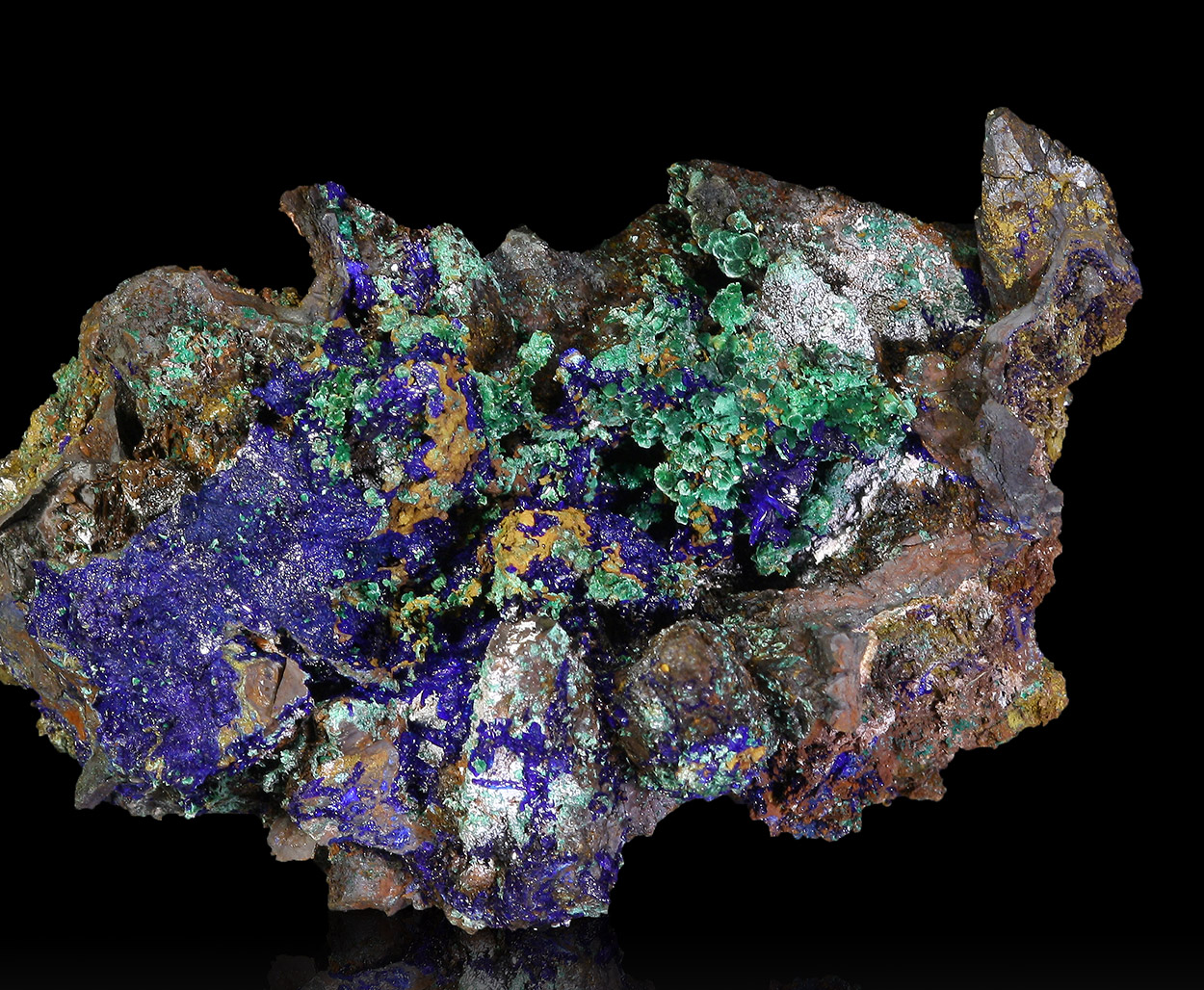 Azurite Malachite & Goethite Psm Calcite