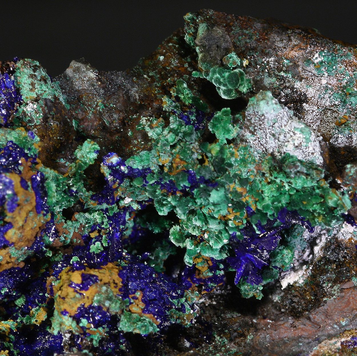 Azurite Malachite & Goethite Psm Calcite