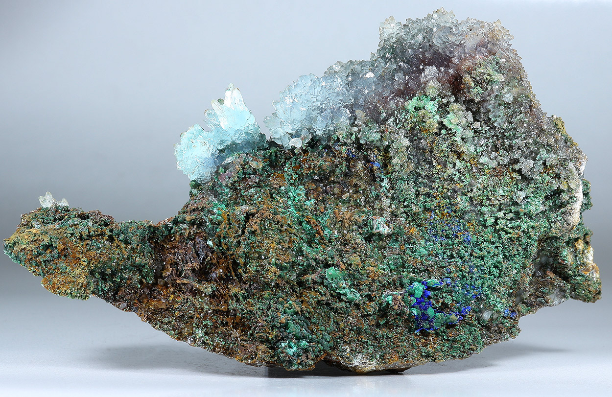 Cuprian Aragonite Cuprite Azurite & Cuprian Adamite