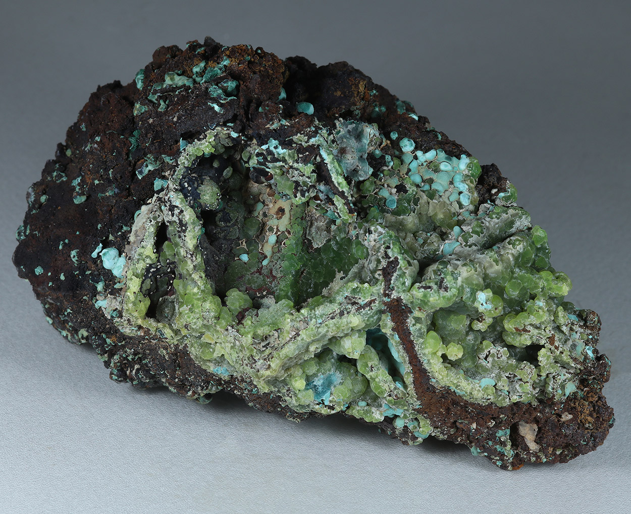 Cuprian Smithsonite Rosasite & Malachite