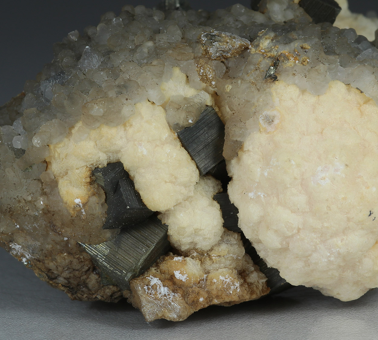 Rhodochrosite Pyrite & Calcite