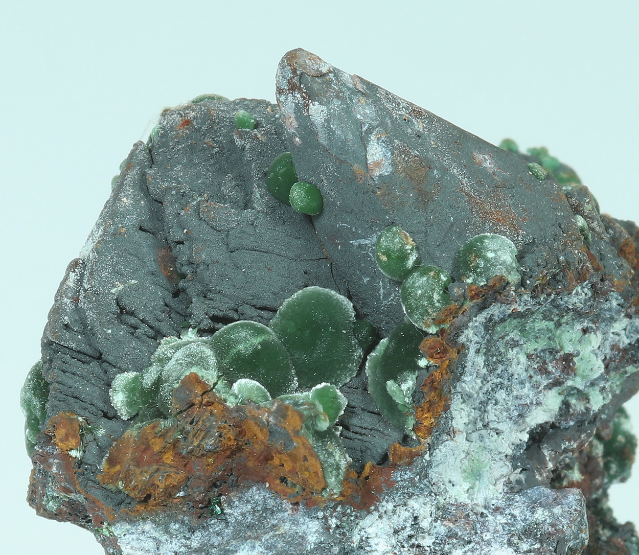 Olivenite & Goethite Psm Calcite