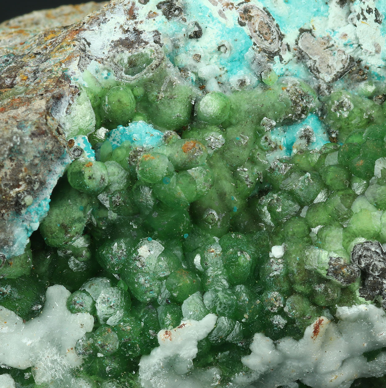 Smithsonite Aurichalcite Hemimorphite & Calcite