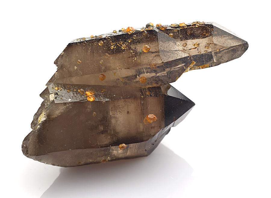 Spessartine On Smoky Quartz