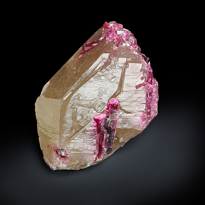 Rubellite On Smoky Quartz