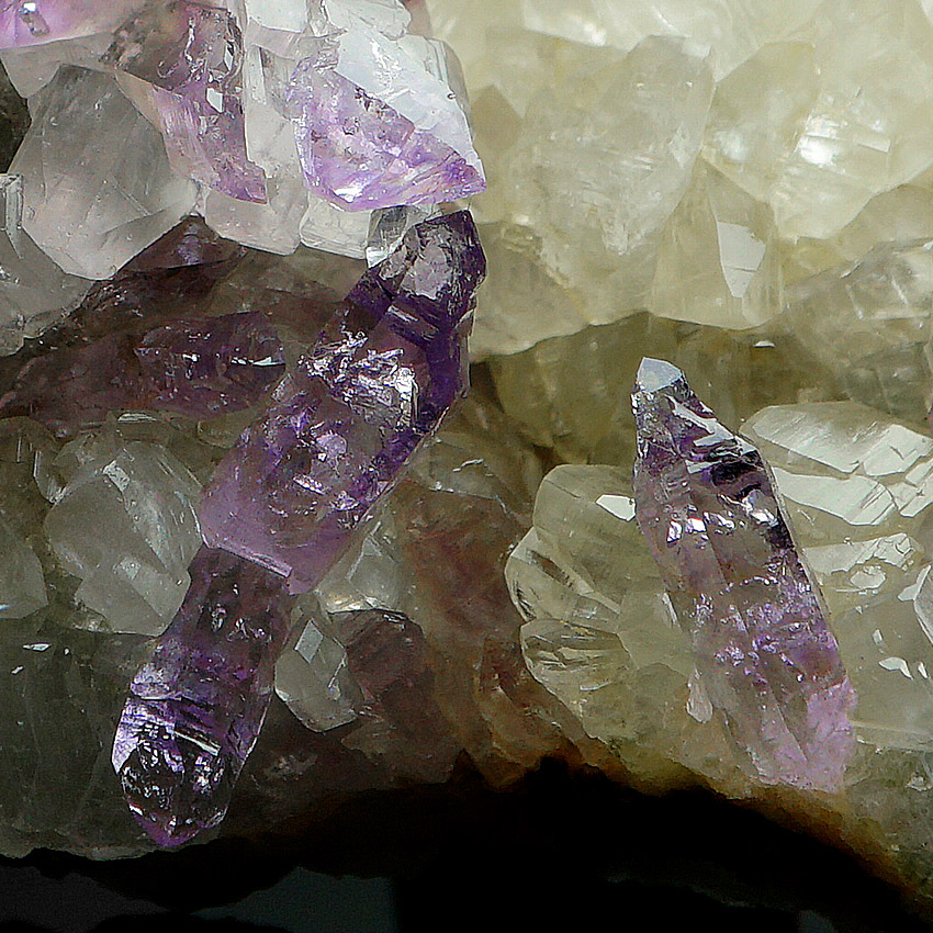 Quartz Var Amethyst On Calcite