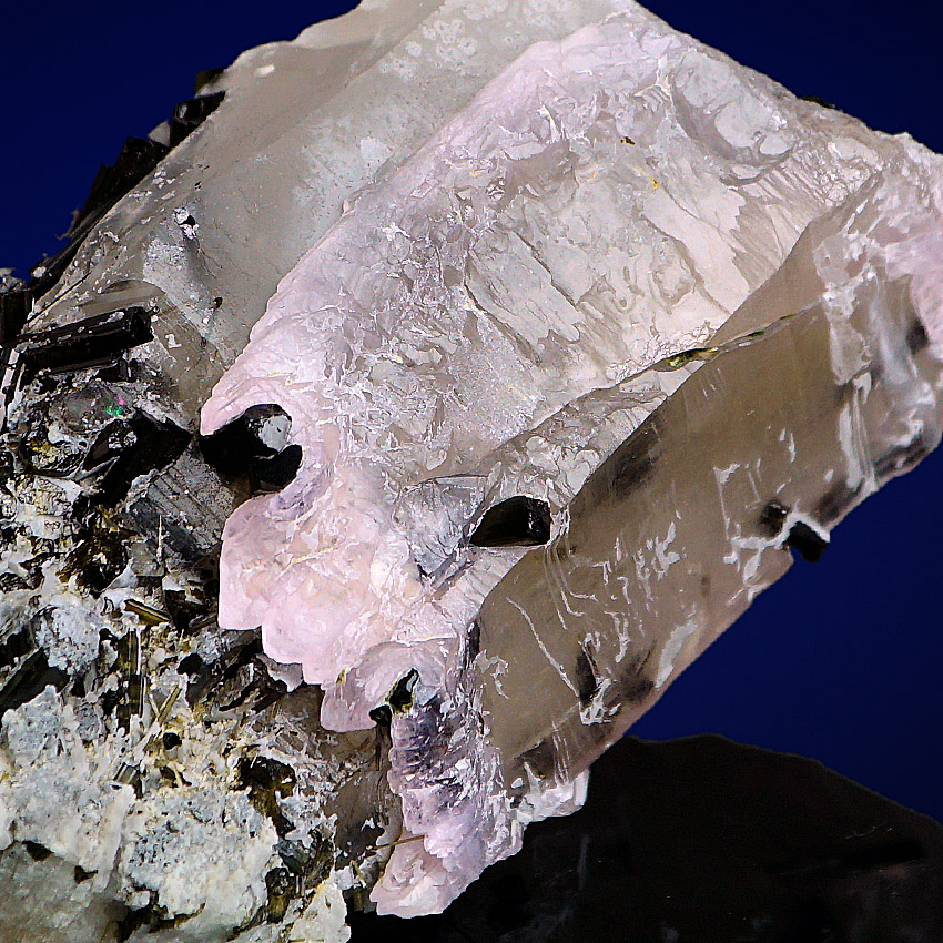 Tourmaline Var Verdelite On Rose Quartz & Rock Crystal