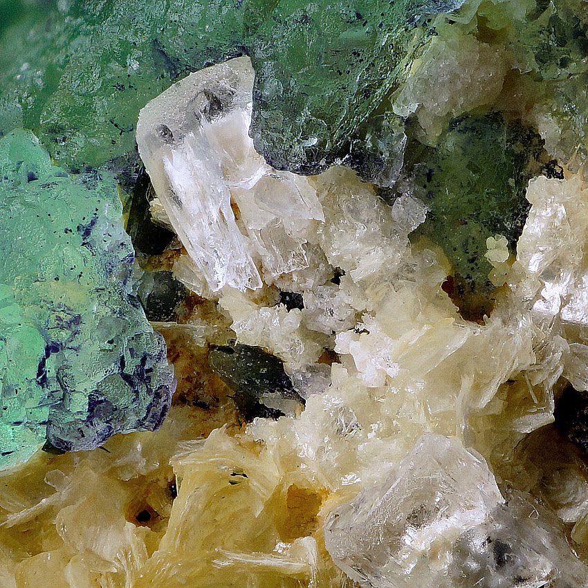 Fluorite & Beryl On Muscovite