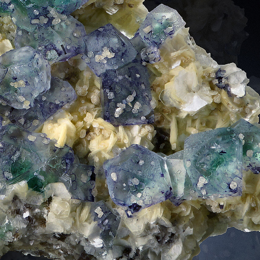 Fluorite With Herderite On Muscovite