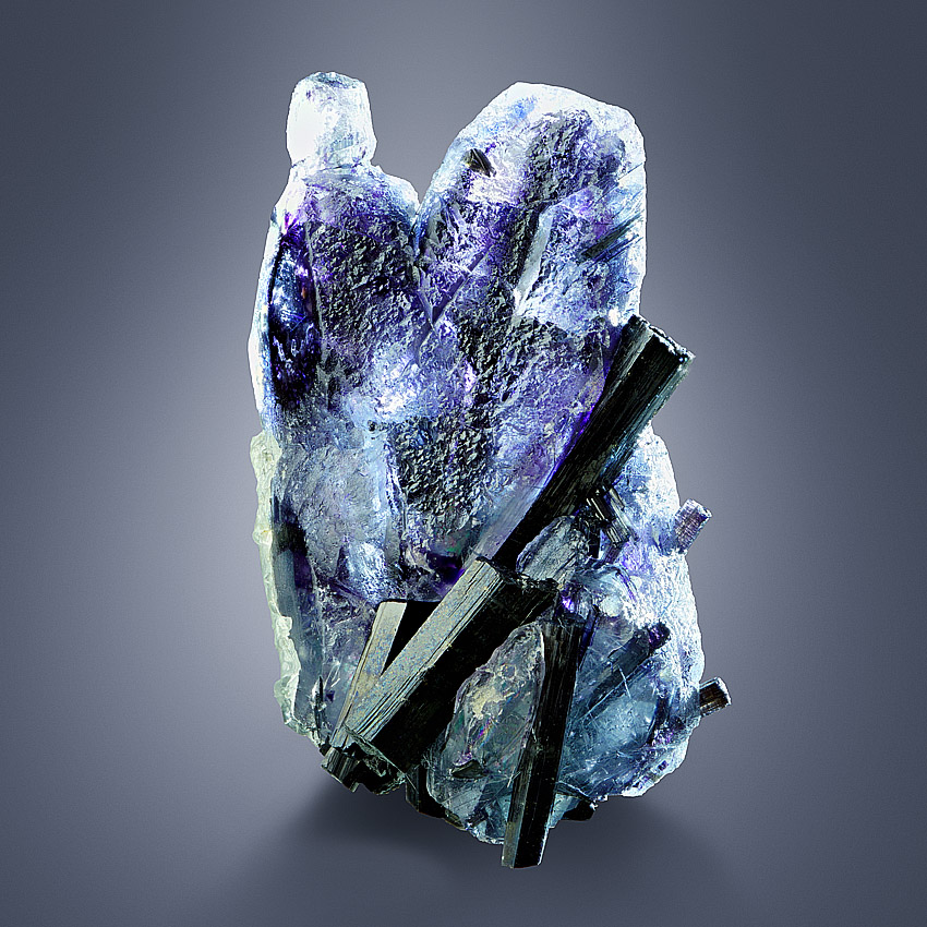 Fluorite With Schorl & Hyalite