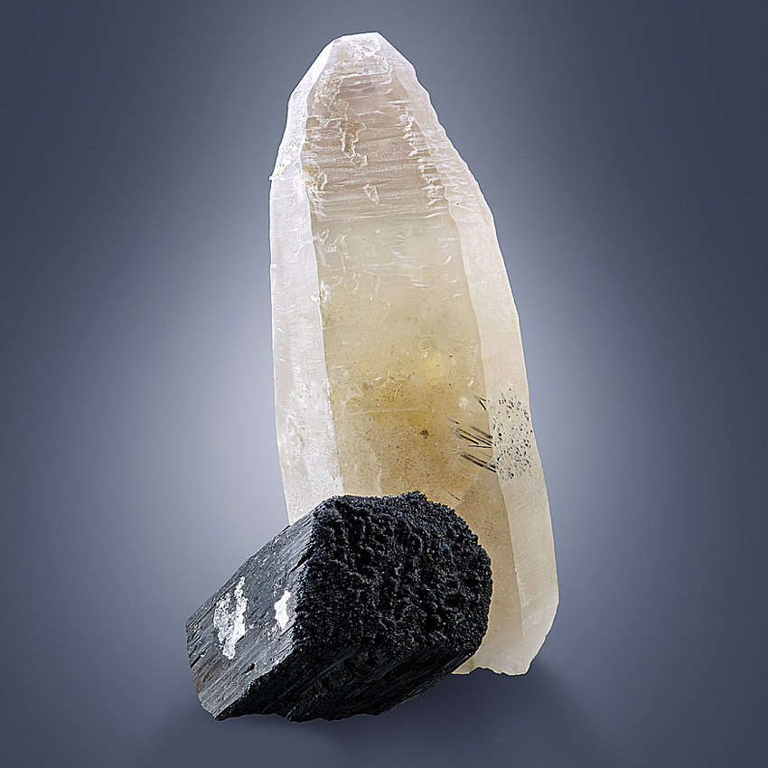 Quartz With Schorl & Hyalite