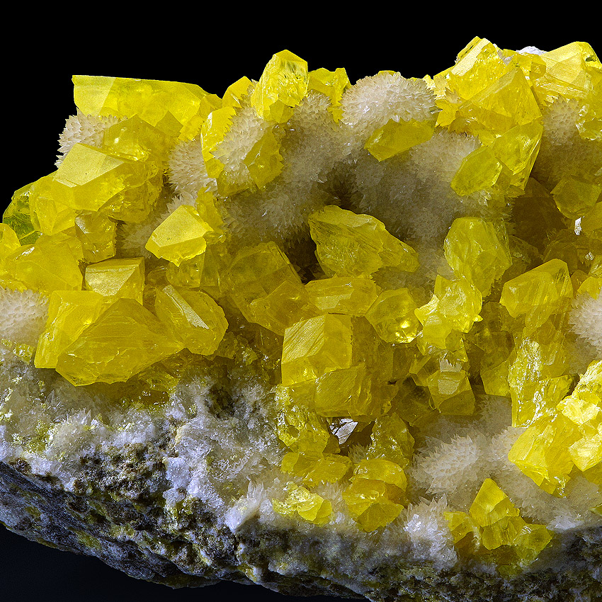 Native Sulphur With Aragonite