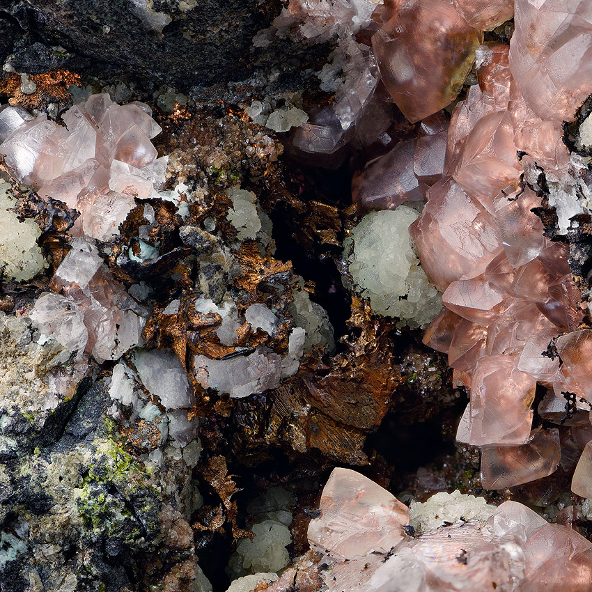 Native Copper With Calcite & Prehnite