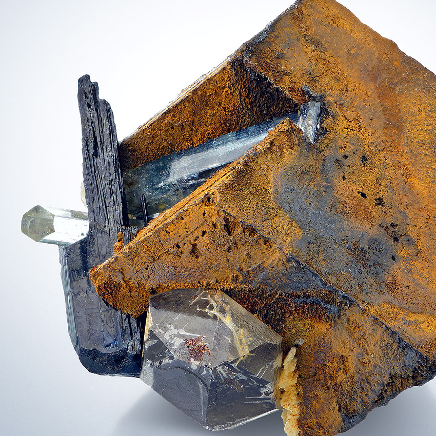 Limonite Psm Siderite With Aquamarine & Schorl