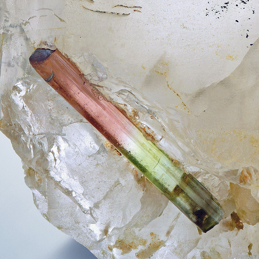 Tourmaline On Smoky Quartz