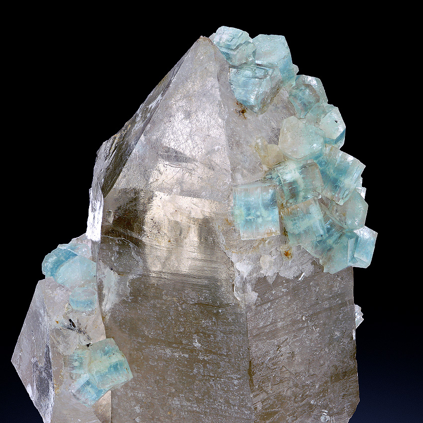 Aquamarine On Smoky Quartz