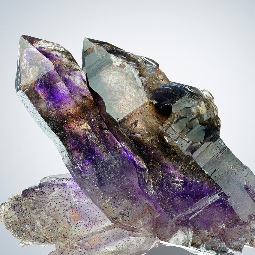 Amethyst Var Enhydro & Smoky Quartz