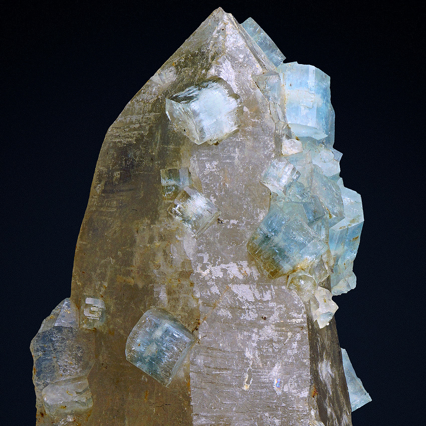 Aquamarine On Smoky Quartz