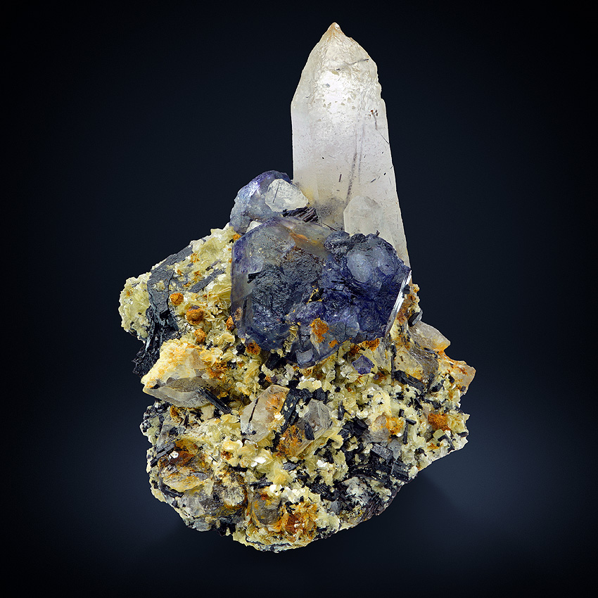 Fluorite & Quartz With Schorl & Muscovite