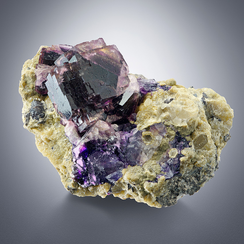 Fluorite & Gilbertite Arsenopyrite