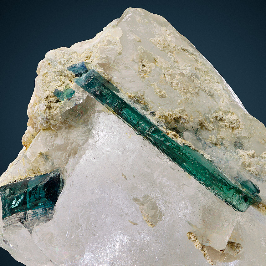 Tourmaline Var Indicolite On Quartz