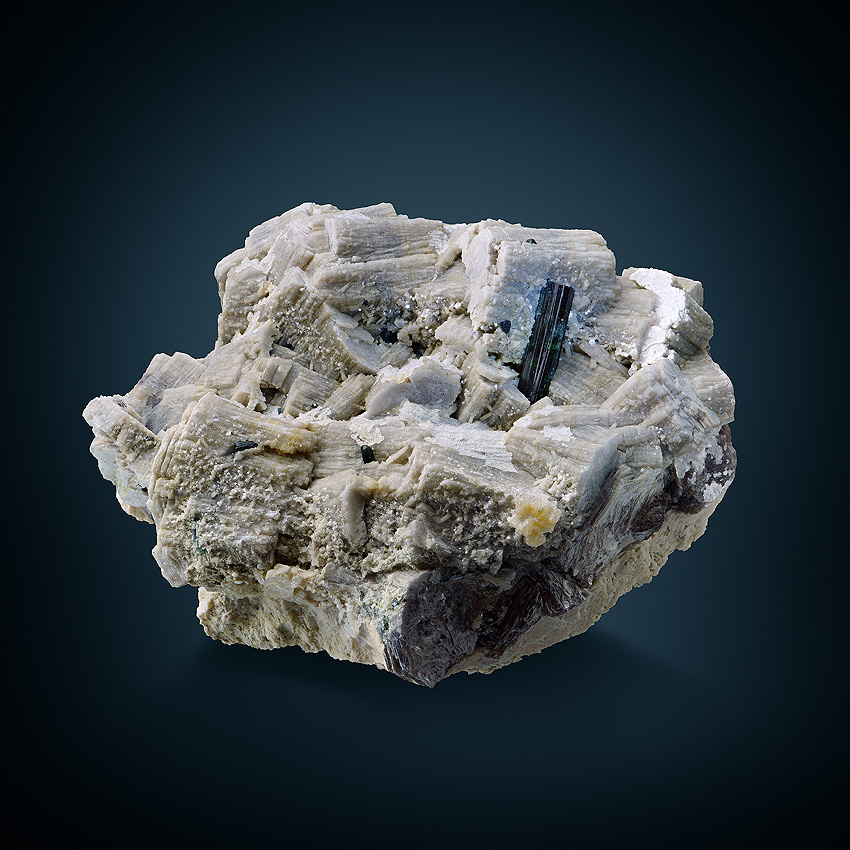 Tourmaline Var Indicolite On Lepidolite