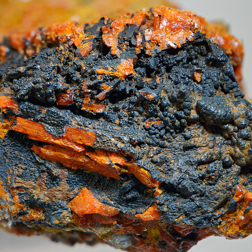 Asbolane On Crocoite & Pyromorphite