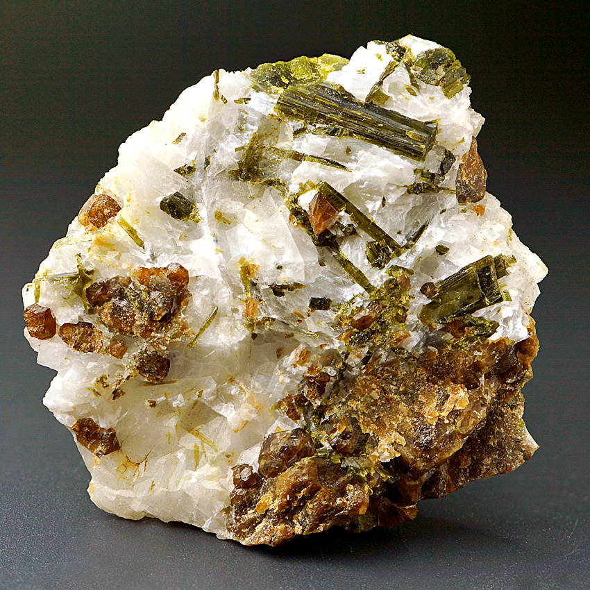 Epidote & Garnet In Wollastonite