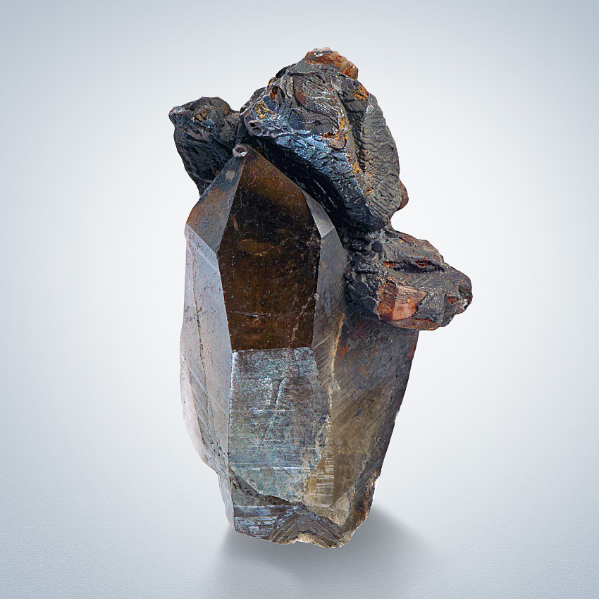 Ilmenite On Smoky Quartz