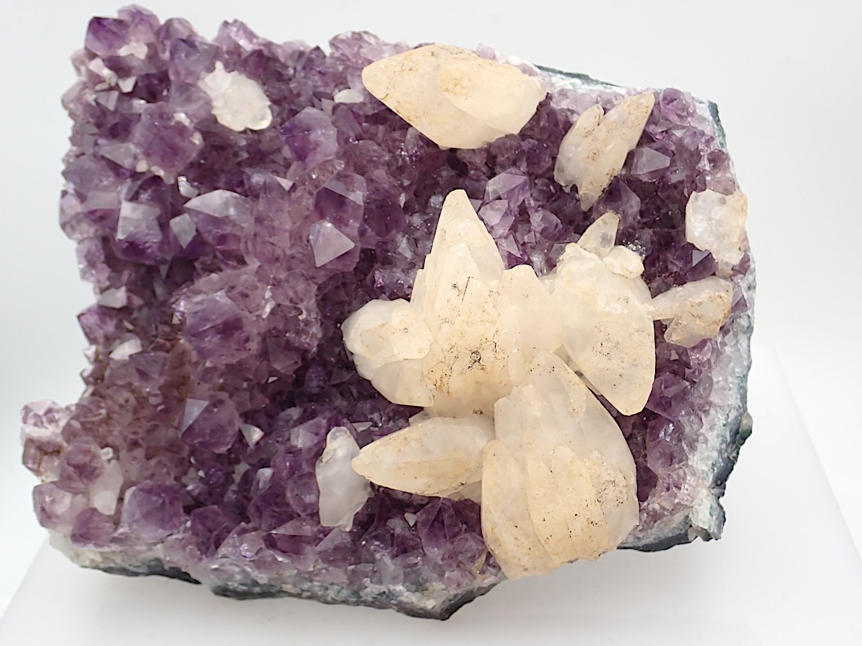 Calcite On Amethyst