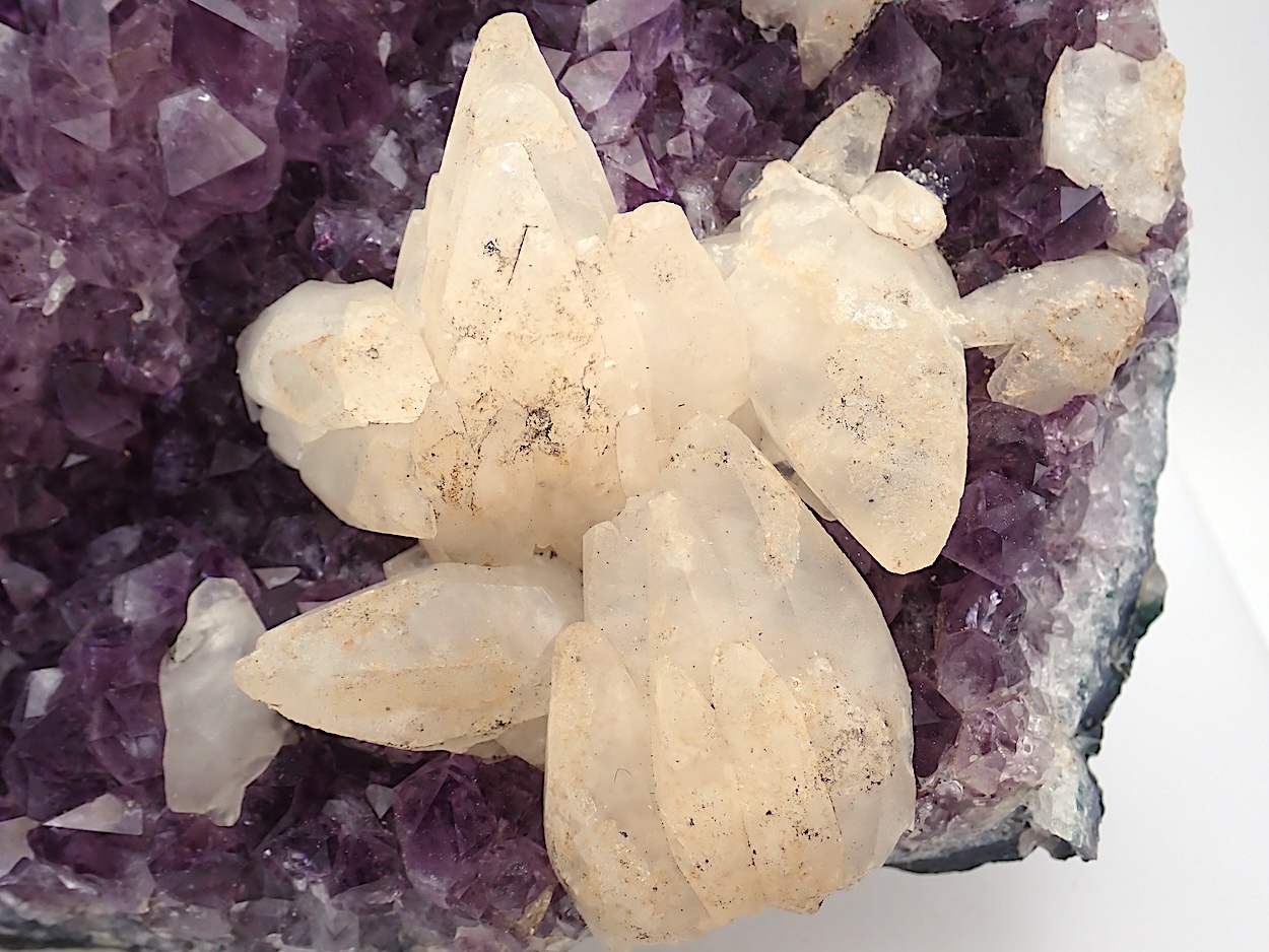 Calcite On Amethyst
