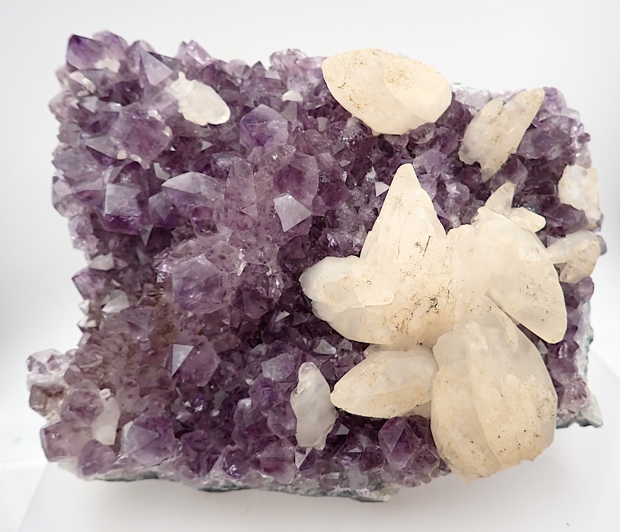 Calcite On Amethyst