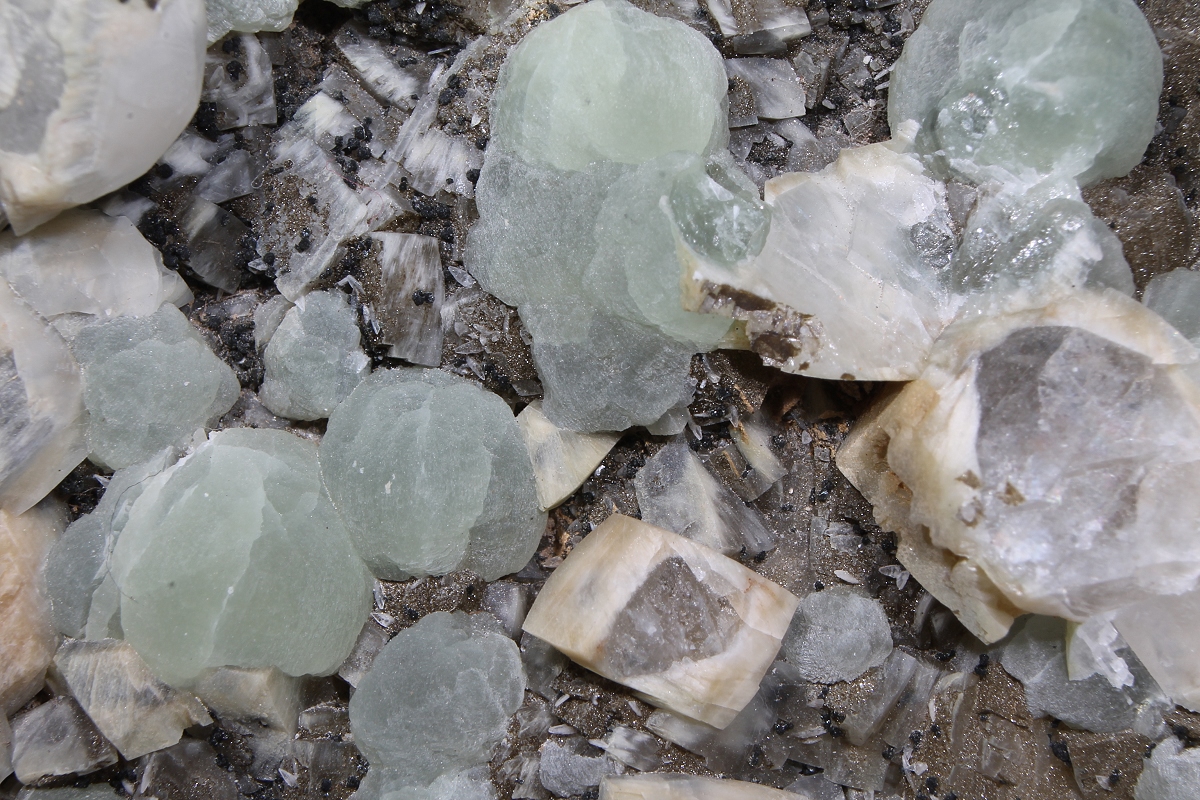 Prehnite Calcite & Julgoldite-(Fe2+)