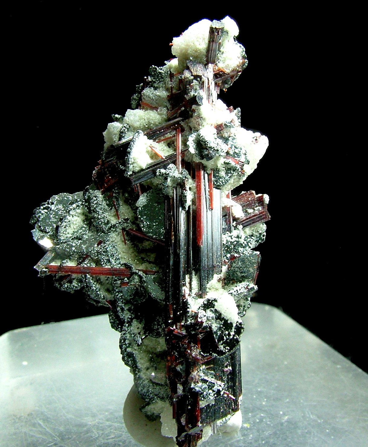 Hematite With Sagenite & Albite