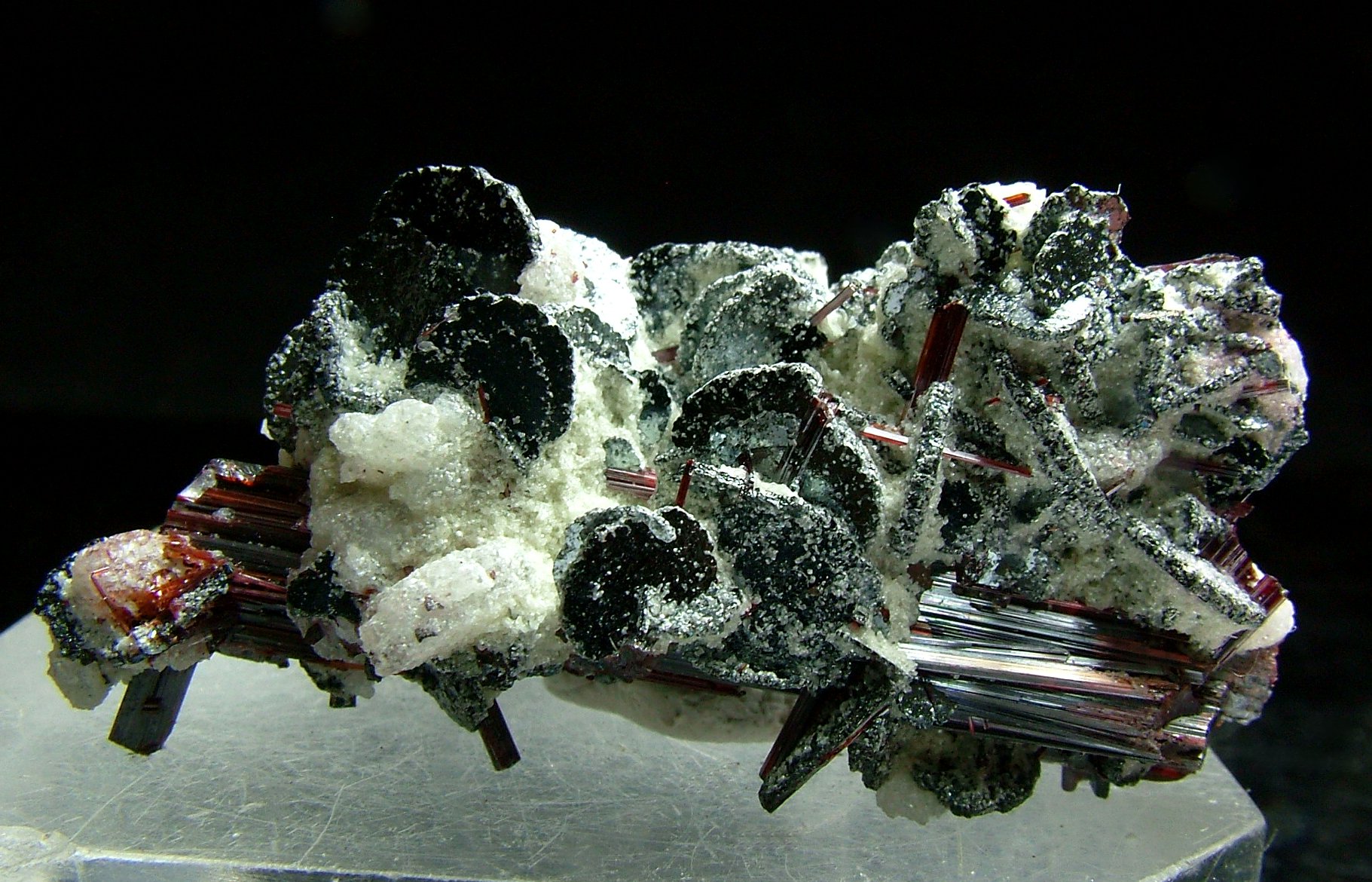 Hematite With Sagenite & Albite