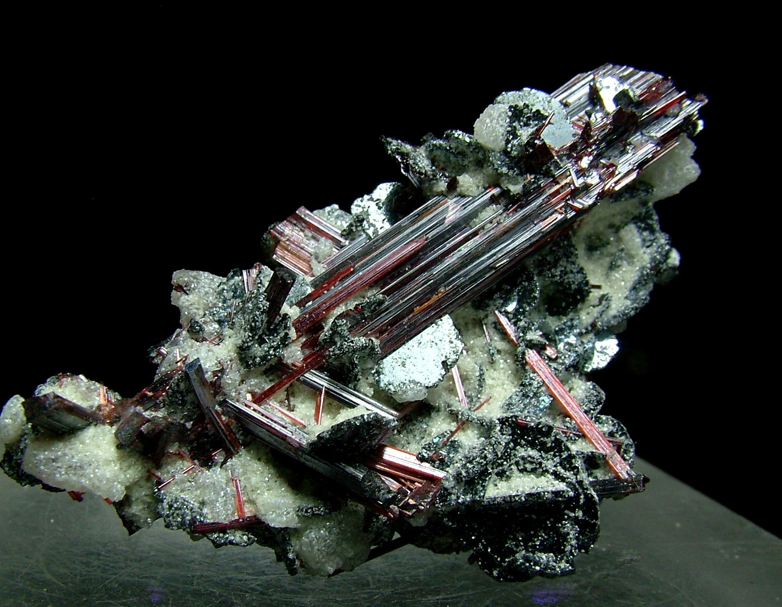 Hematite With Sagenite & Albite