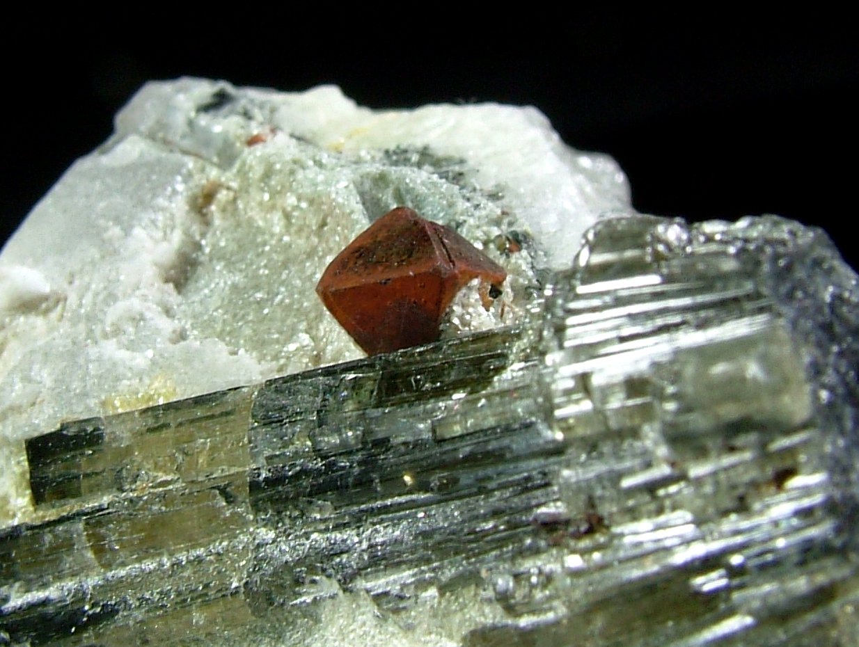 Magnetite With Elbaite & Quartz