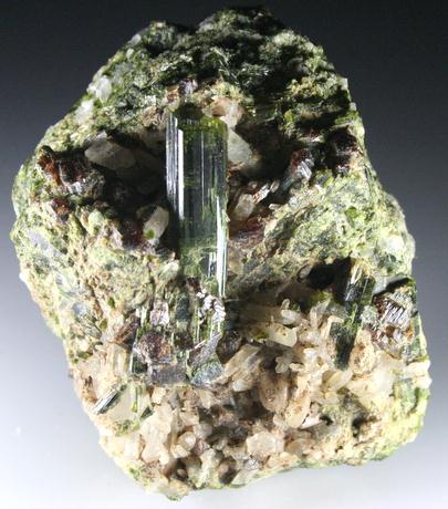 Epidote & Garnet On Quartz