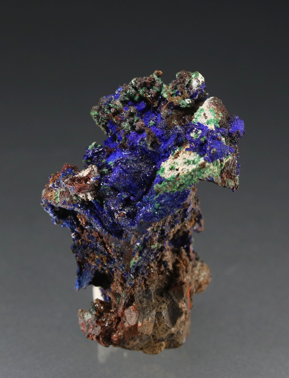 Azurite Psm Gypsum On Limonite Psm Calcite