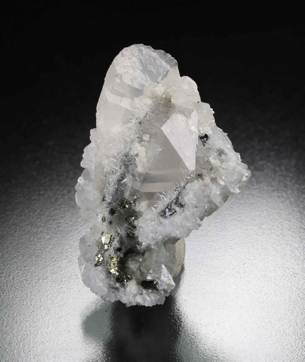 Manganoan Calcite With Quartz & Pyrite