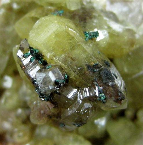 Cadmian Smithsonite With Mimetite Native Copper & Malachite