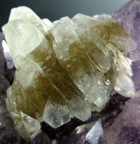 Calcite On Amethyst